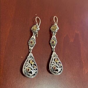 *Price Firm* Konstantino Sterling Silver, Genuine Gold & Garnet Earrings - NWOT